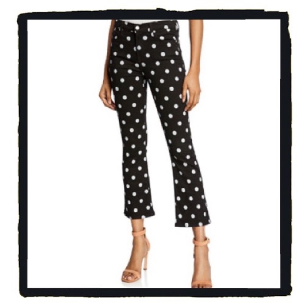 Like New 7 For All Mankind High Rise Slim Cropped Black & White Polka Dot Jeans